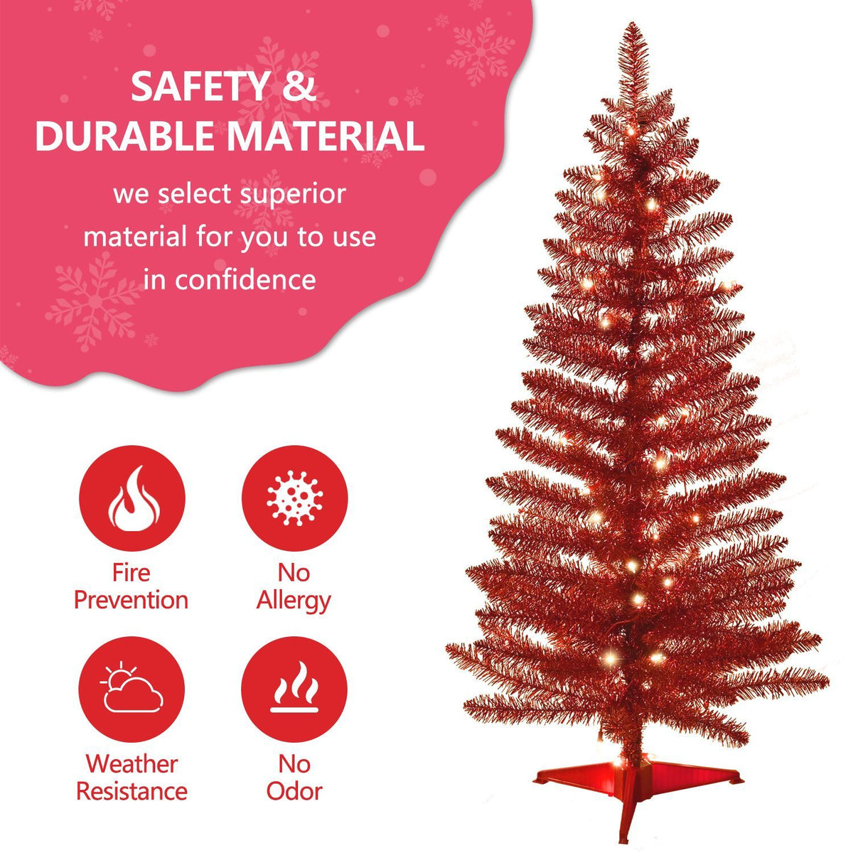 Red Artificial Christmas Tree with Stand 112 Tips