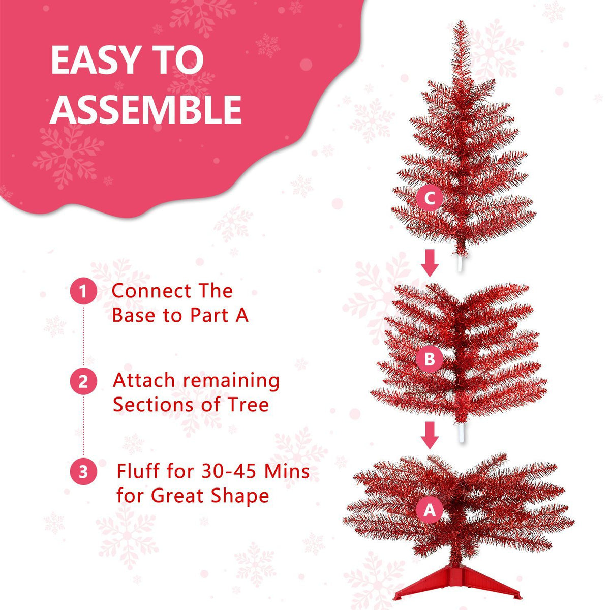 Red Artificial Christmas Tree with Stand 112 Tips