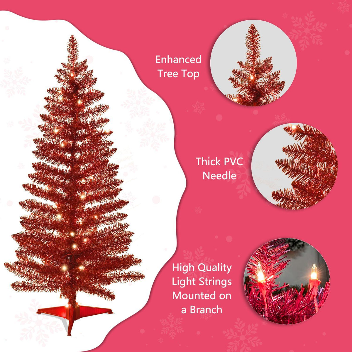 Red Artificial Christmas Tree with Stand 112 Tips
