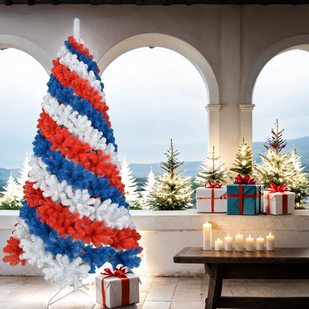 Royal Fir Artificial Christmas Tree with Red, White & Blue Patriotic Design