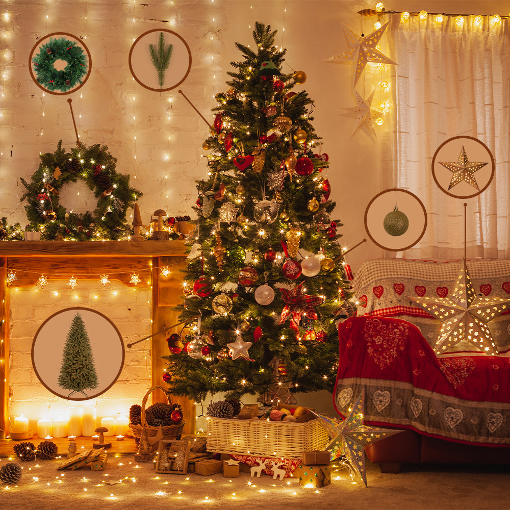 Royal Fir Pre-Lit Artificial Christmas Tree with Traditional Decorations