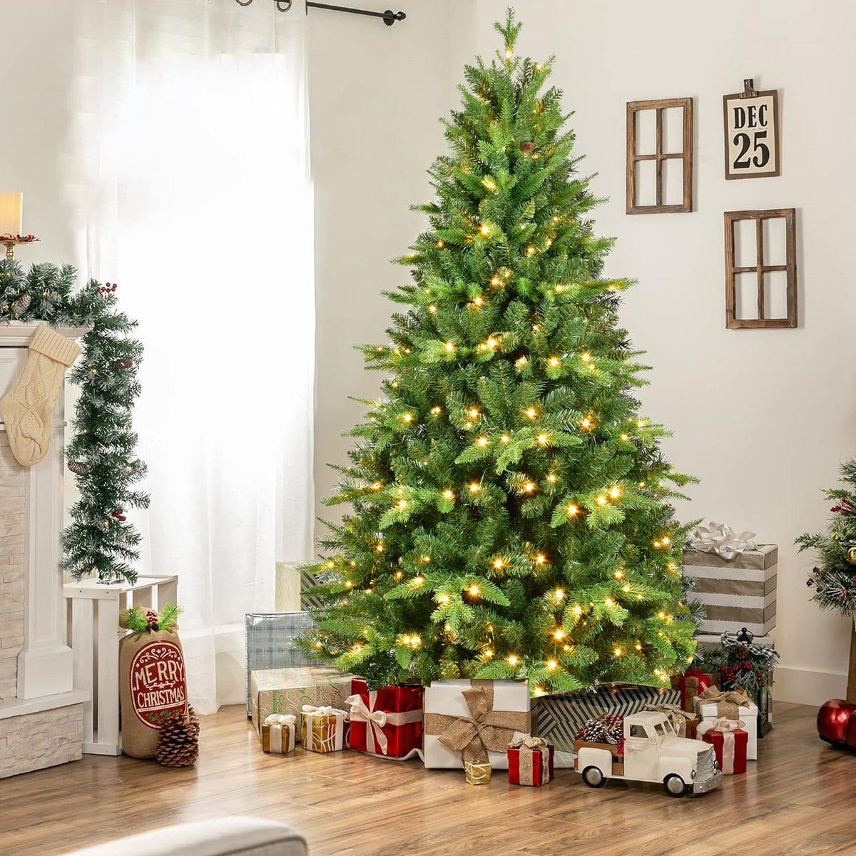 Evergreen Fir Artificial Christmas Tree with Warm White Lights