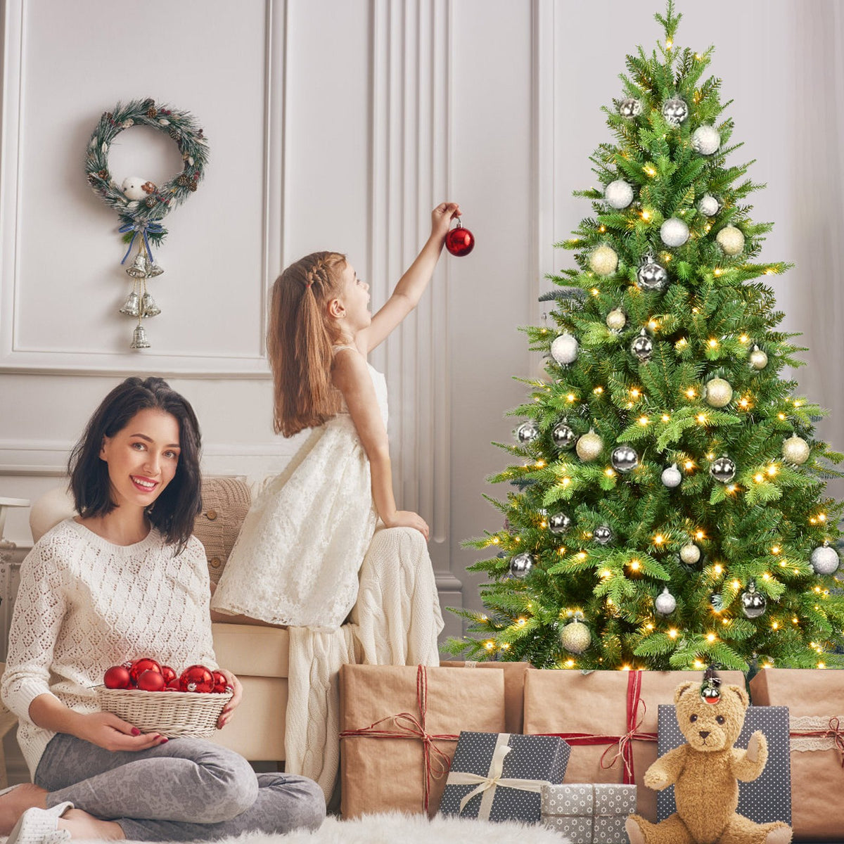 Evergreen Fir Artificial Christmas Tree with Warm White Lights