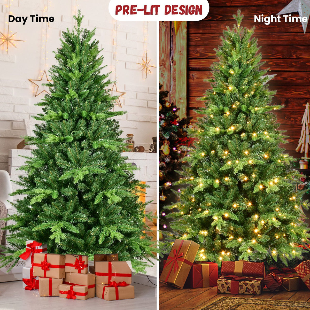Evergreen Fir Artificial Christmas Tree with Warm White Lights