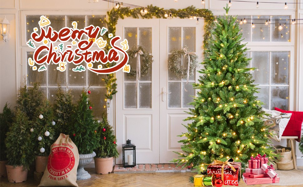 Evergreen Fir Artificial Christmas Tree with Warm White Lights