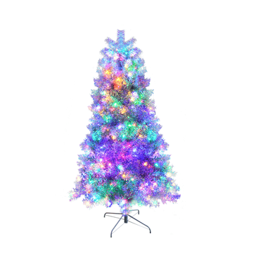 Silver Pre Lit Artificial Christmas Tree LED Hinged