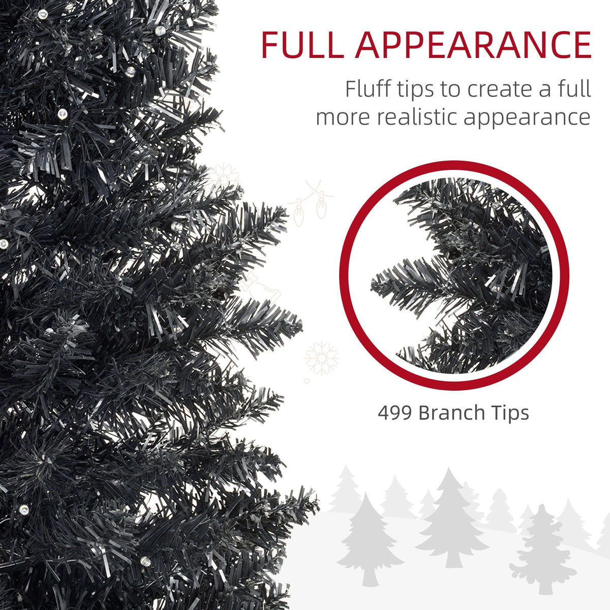 Slim Artificial Christmas Tree with Warm White LEDs