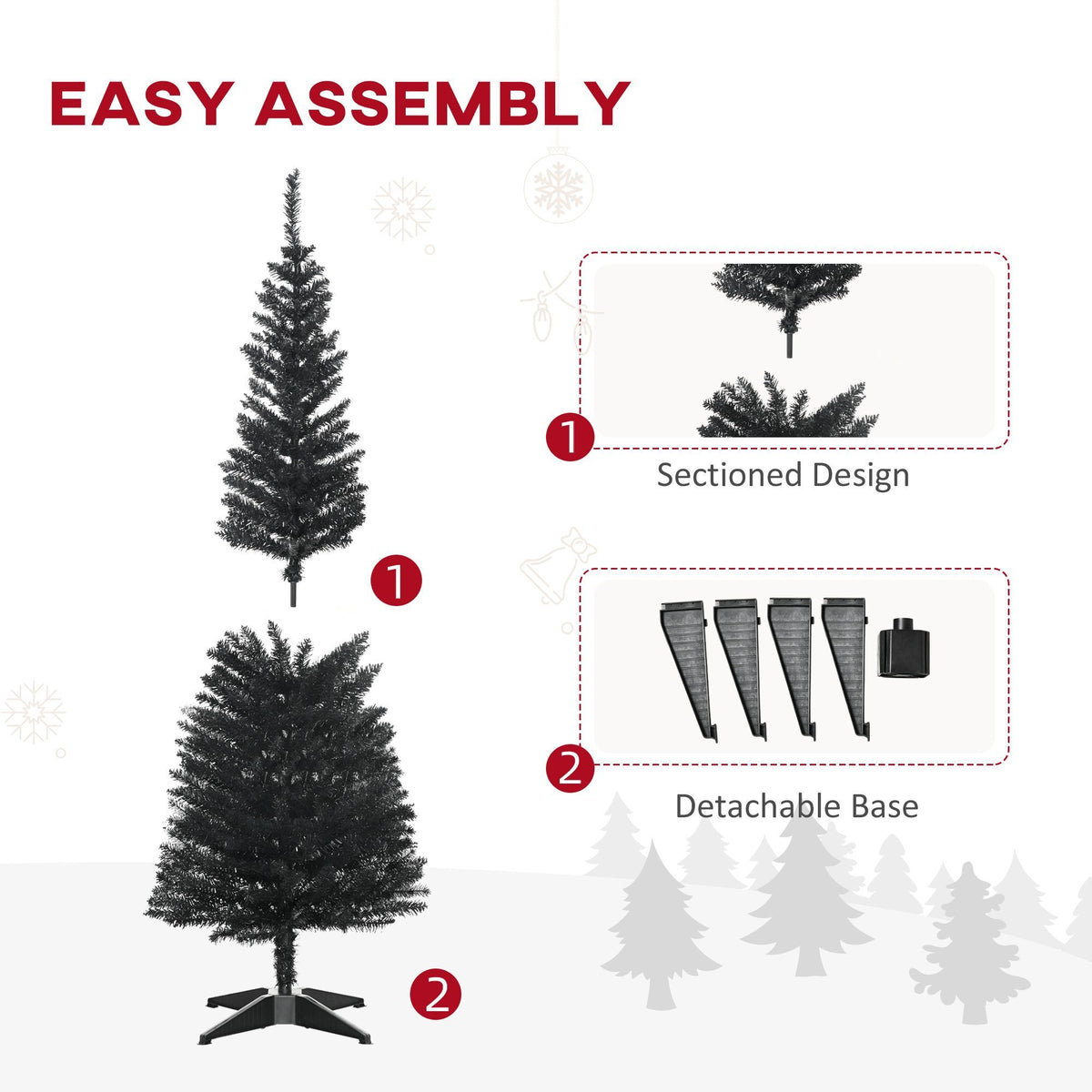 Slim Christmas Tree Black Artificial Pencil Tree