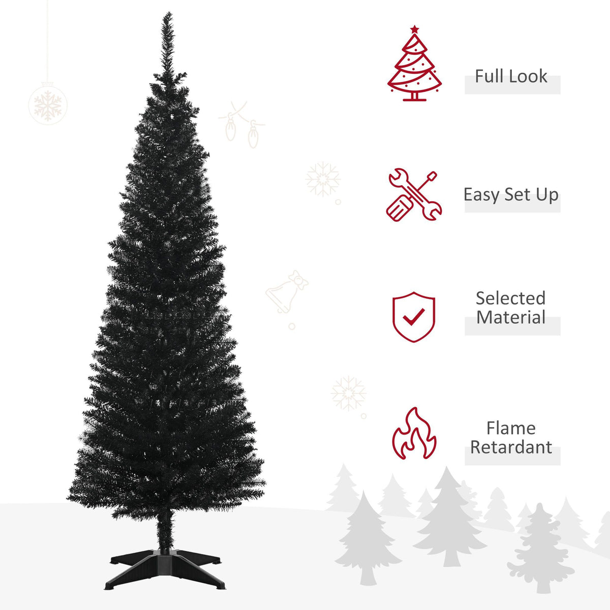 Slim Christmas Tree Black Artificial Pencil Tree