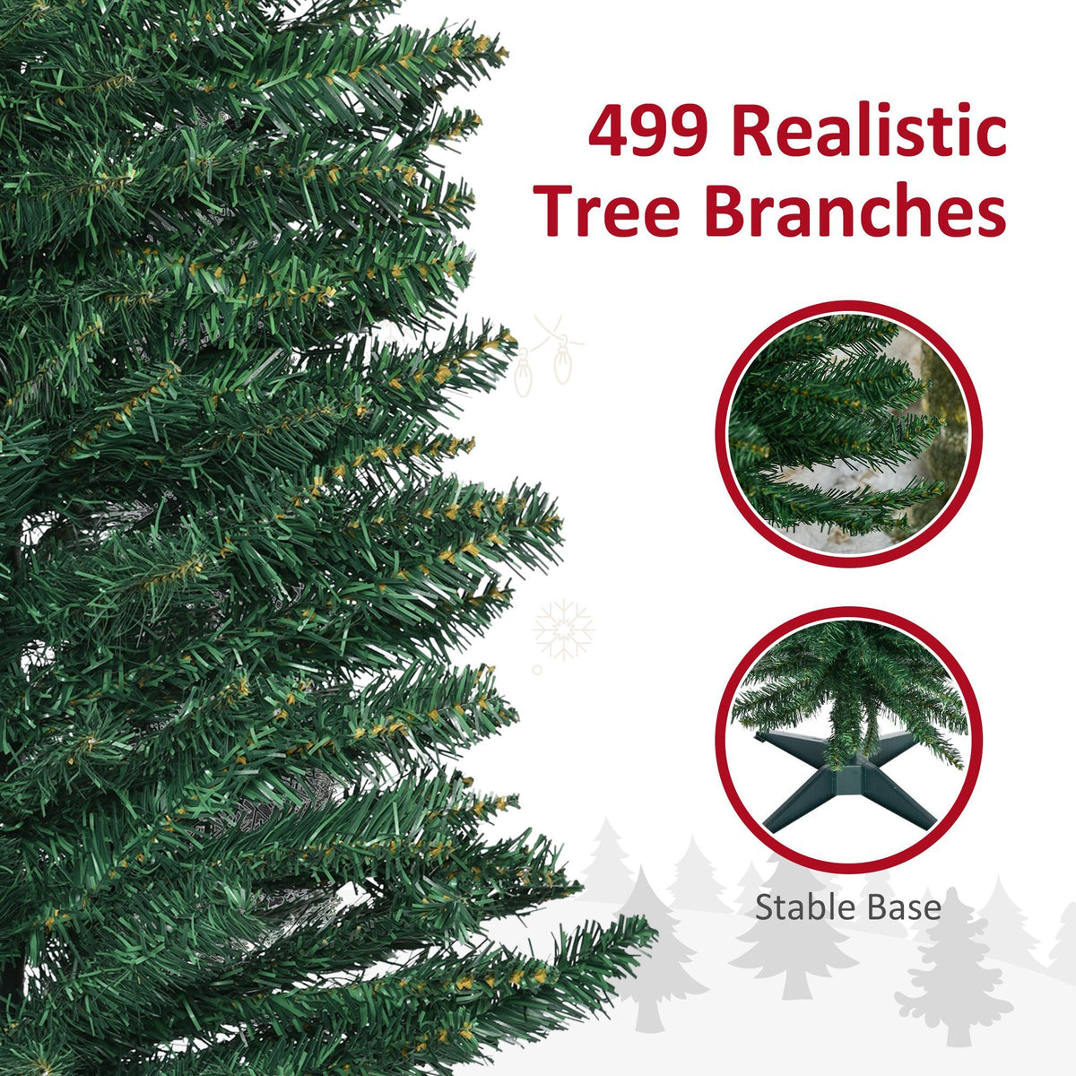 Slim Christmas Tree Pencil Tree with Plastic Stand