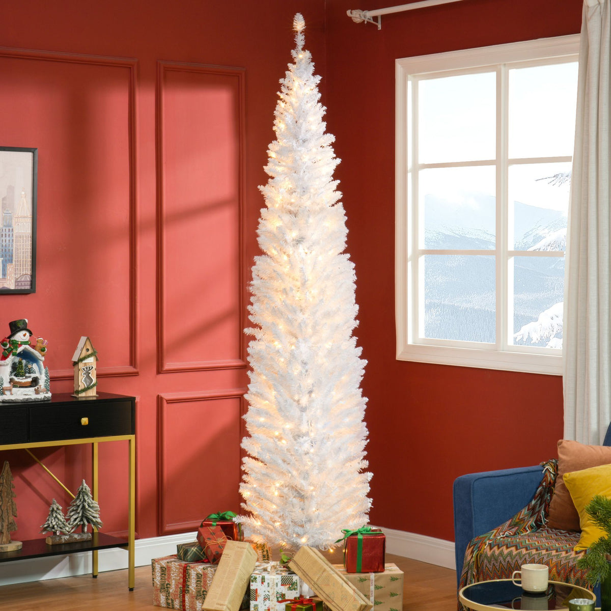 Slim Pre Lit Christmas Tree with Realistic Branches