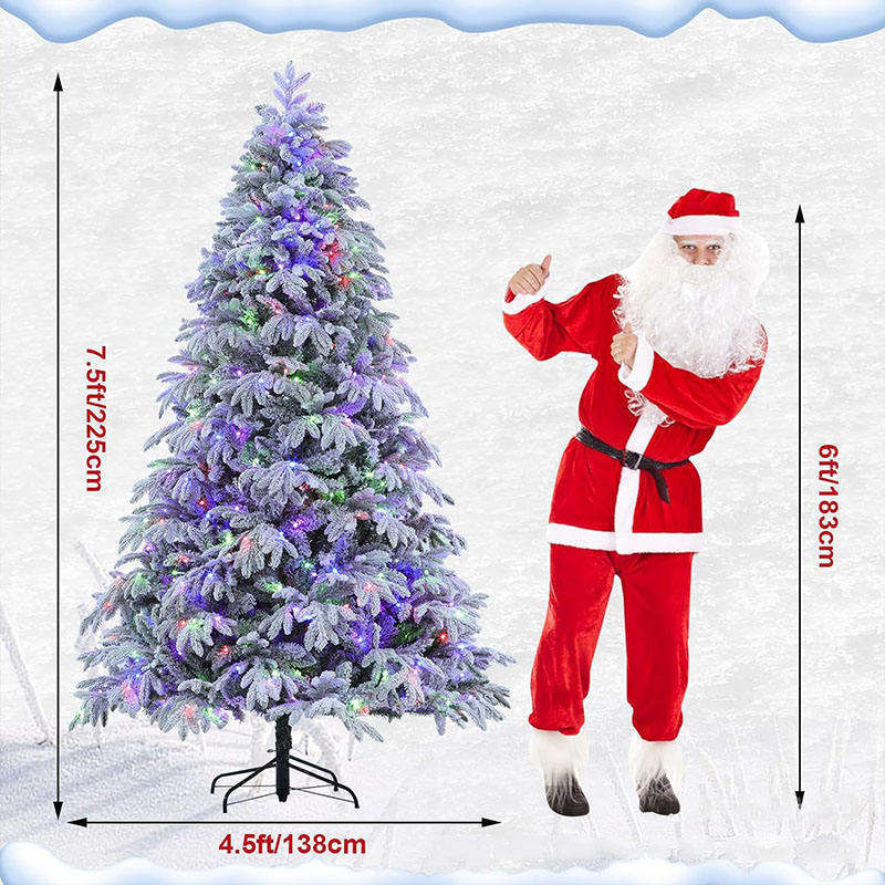Snow Flocked Artificial Christmas Tree with Multicolor Lights