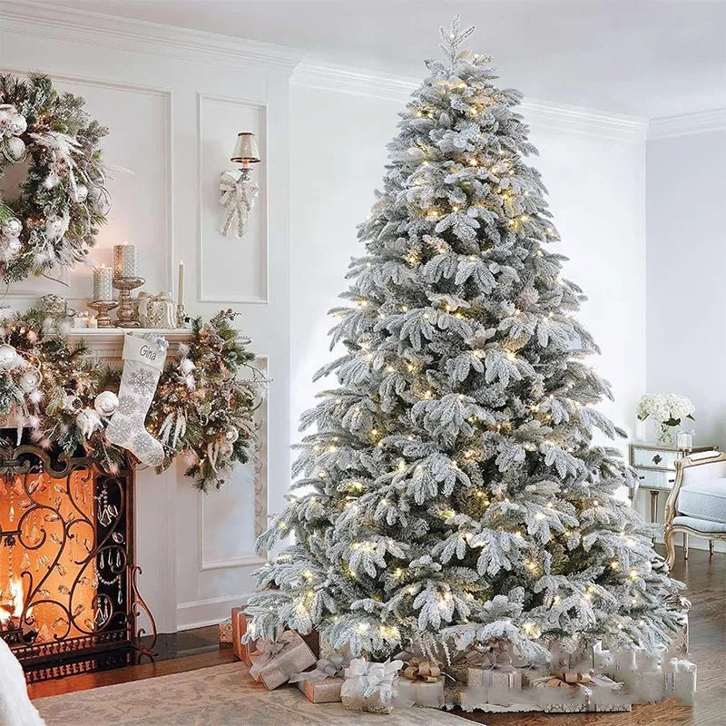 Snow Flocked Artificial Christmas Tree with Multicolor Lights