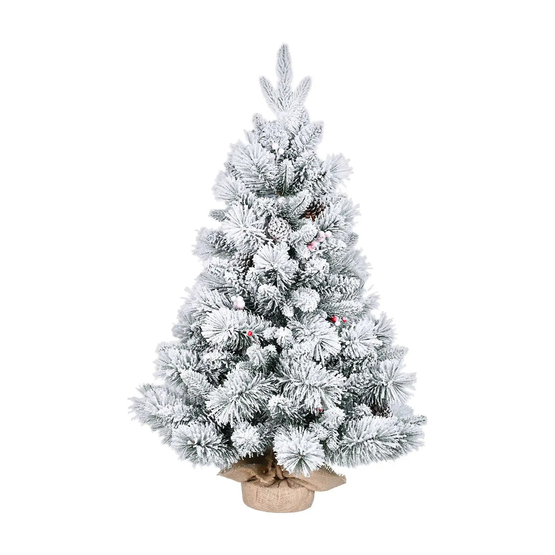 Snow Flocked Tabletop Christmas Tree with Red Berries