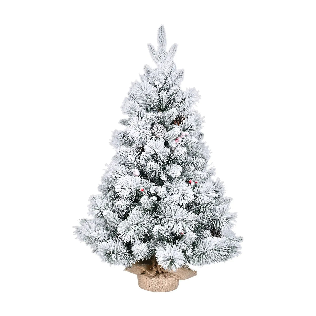 Snow Flocked Tabletop Christmas Tree with Red Berries
