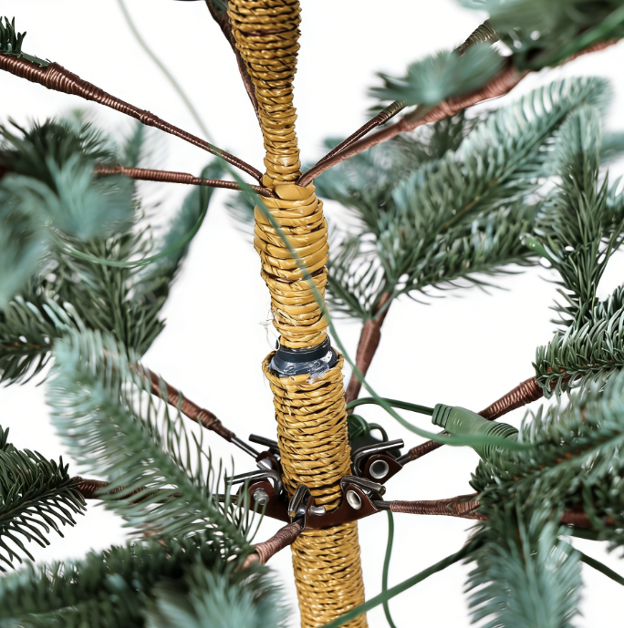 Sparse Green Artificial Christmas Tree with Realistic Branches and Metal Stand