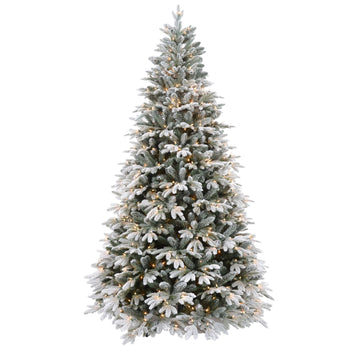 Spruce Lighted Artificial Prelit LED Xmas Tree Snow Flocked