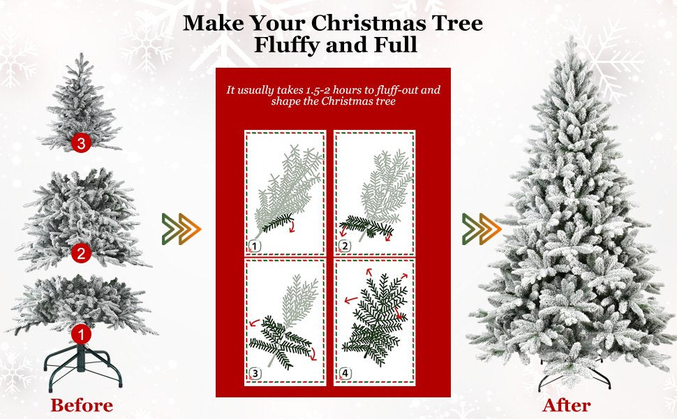 Nordmann Fir Artificial Christmas Tree with Snow Flocked Branches