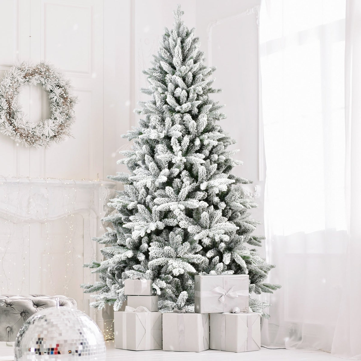 Nordmann Fir Artificial Christmas Tree with Snow Flocked Branches