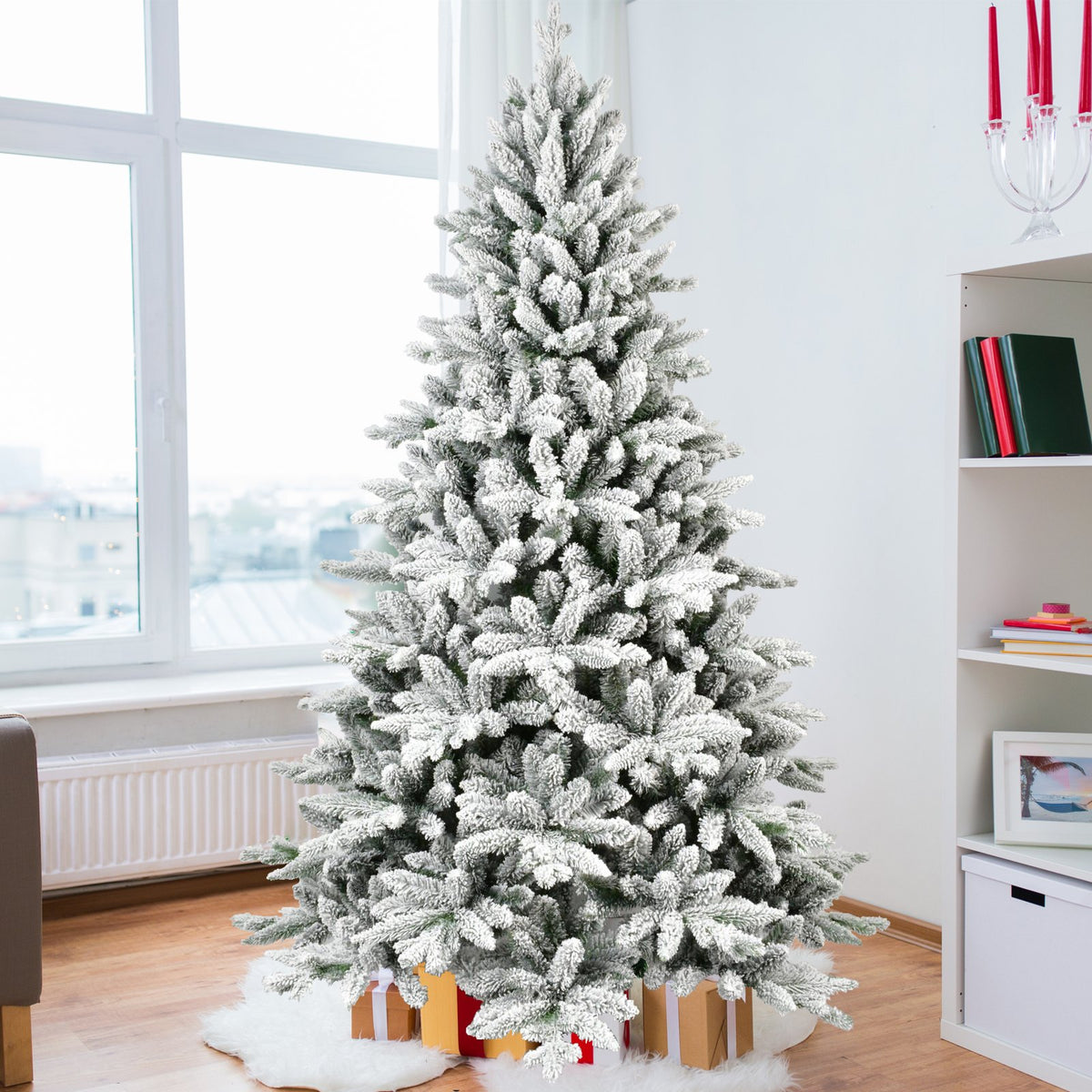 Nordmann Fir Artificial Christmas Tree with Snow Flocked Branches