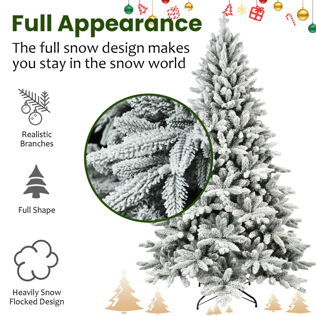 Nordmann Fir Artificial Christmas Tree with Snow Flocked Branches
