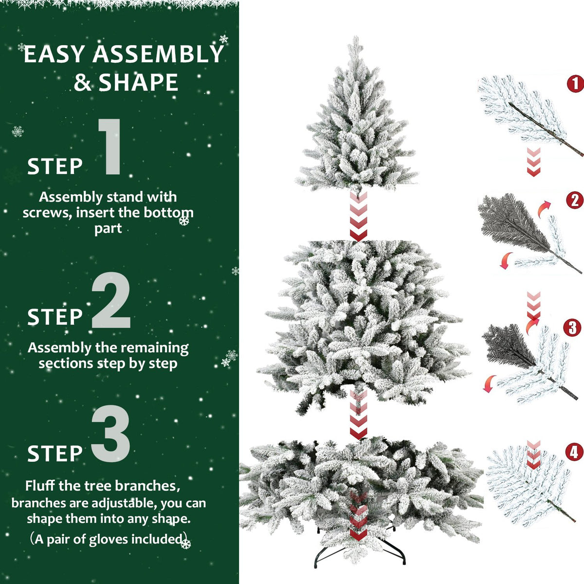 Nordmann Fir Artificial Christmas Tree with Snow Flocked Branches