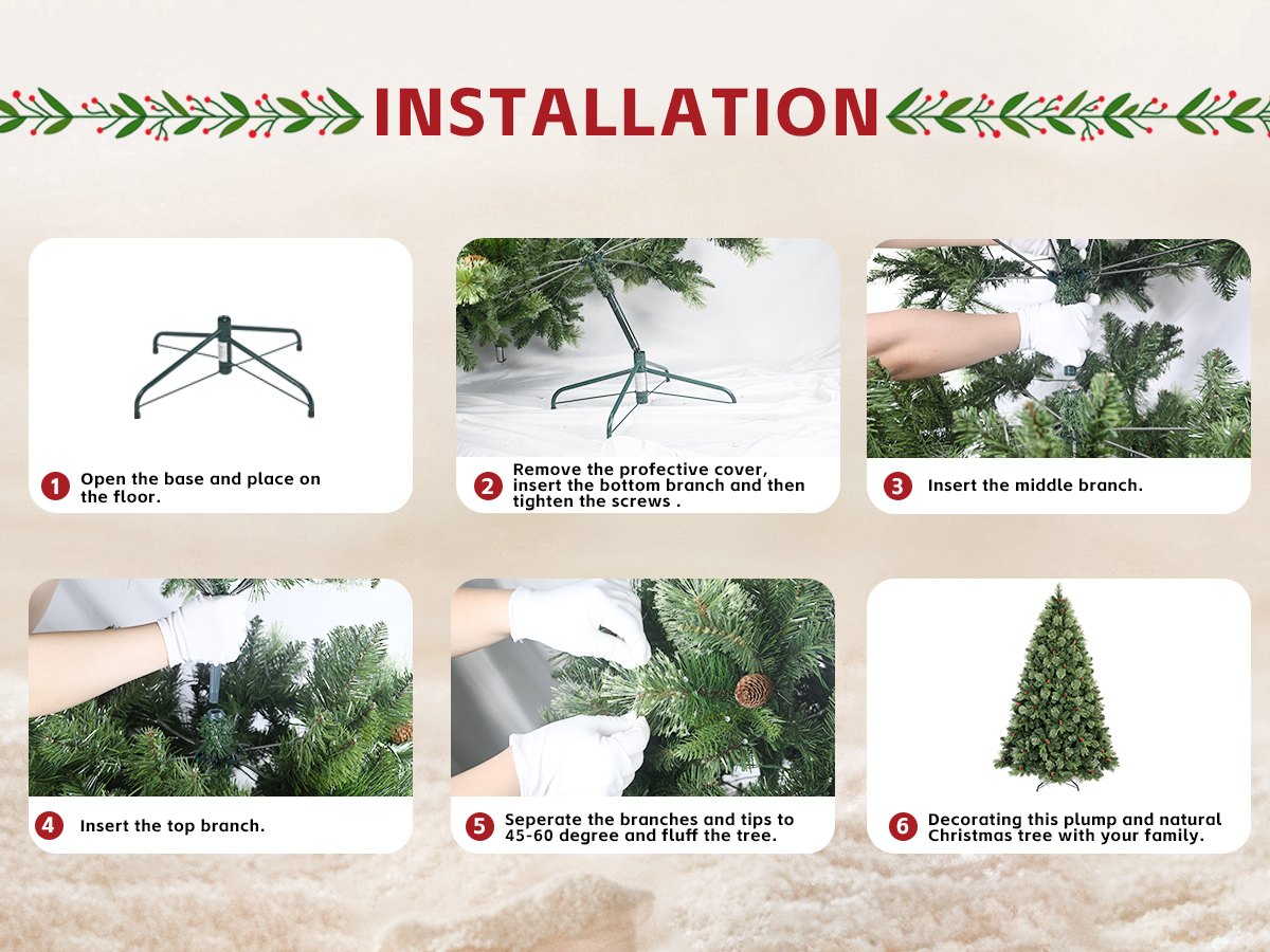 Blossom Tip Pine Artificial Christmas Tree with Pine Cones