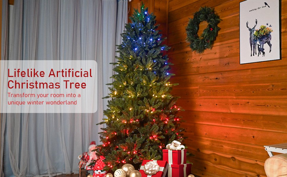 Aspen Pine Artificial Christmas Tree with Color-Changing RGB Lights