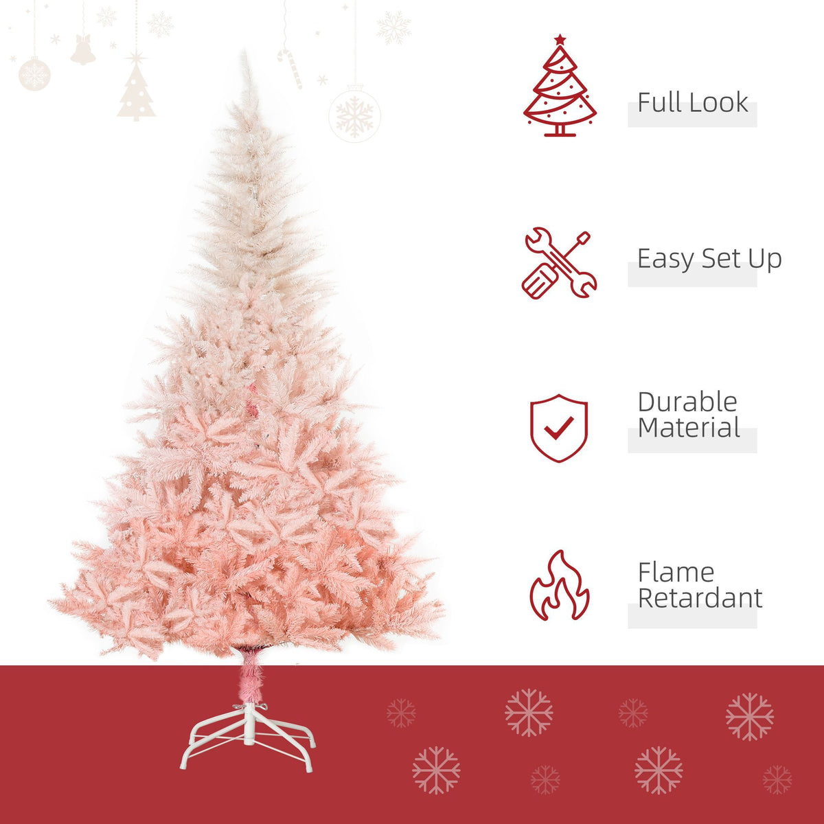 Unlit Spruce Artificial Christmas Tree with Pink Tips
