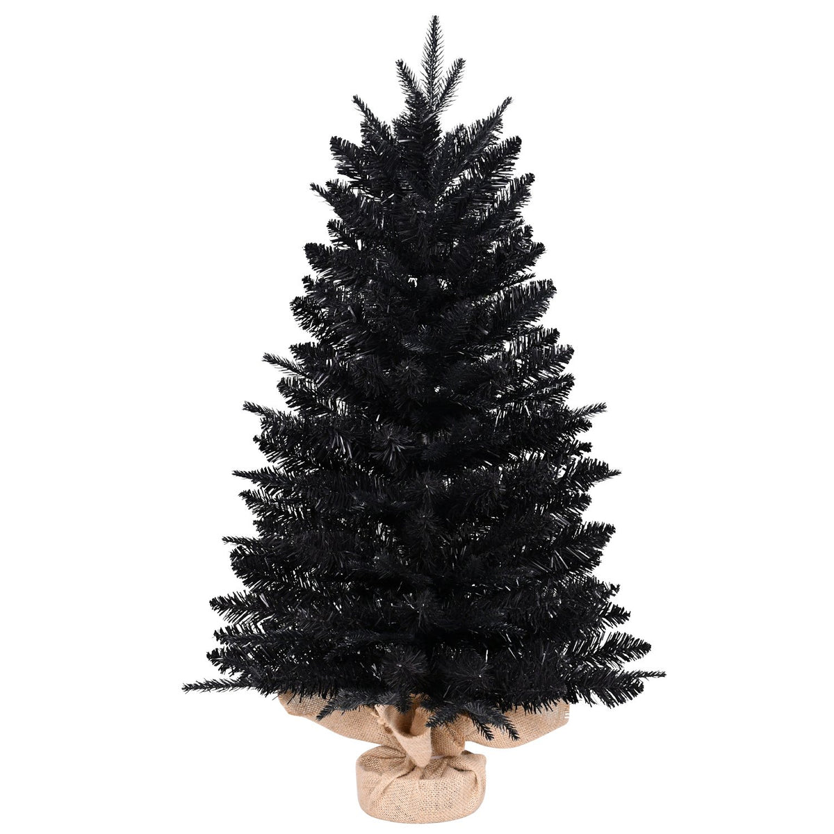 Midnight Black Artificial Christmas Tree with Dense Layered Branches
