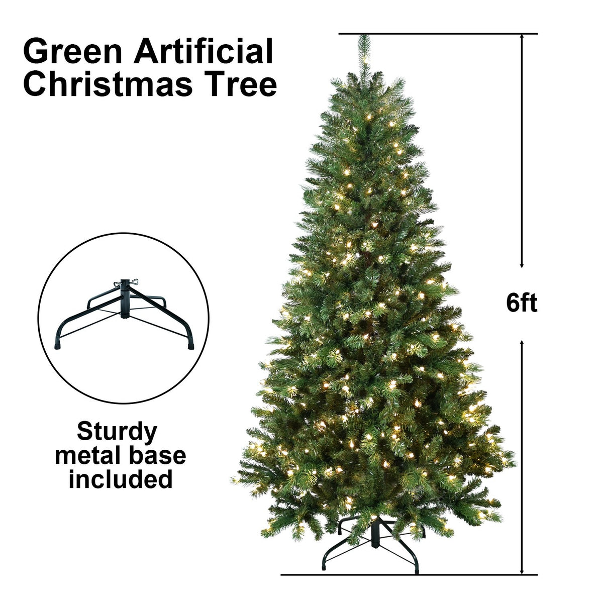 Traditional Spruce Artificial Christmas Tree with Pre-Lit Branches