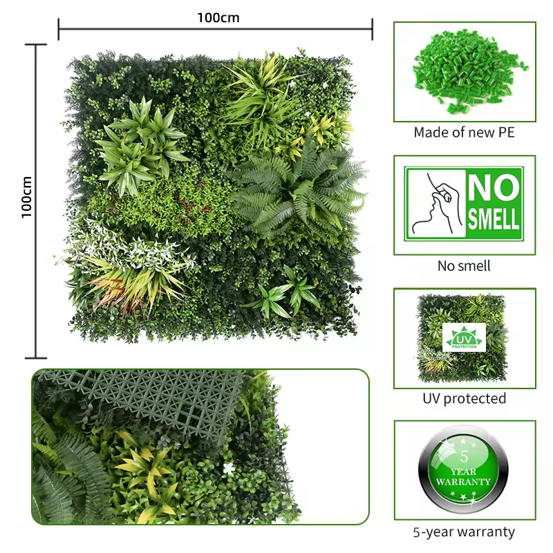 Vertical Artificial Grass Wall Panel 100x100cm Modern