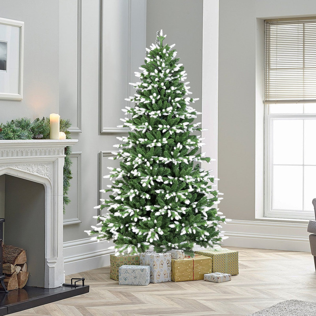 Silver Tip Fir Artificial Christmas Tree with Frosted Branch Tips