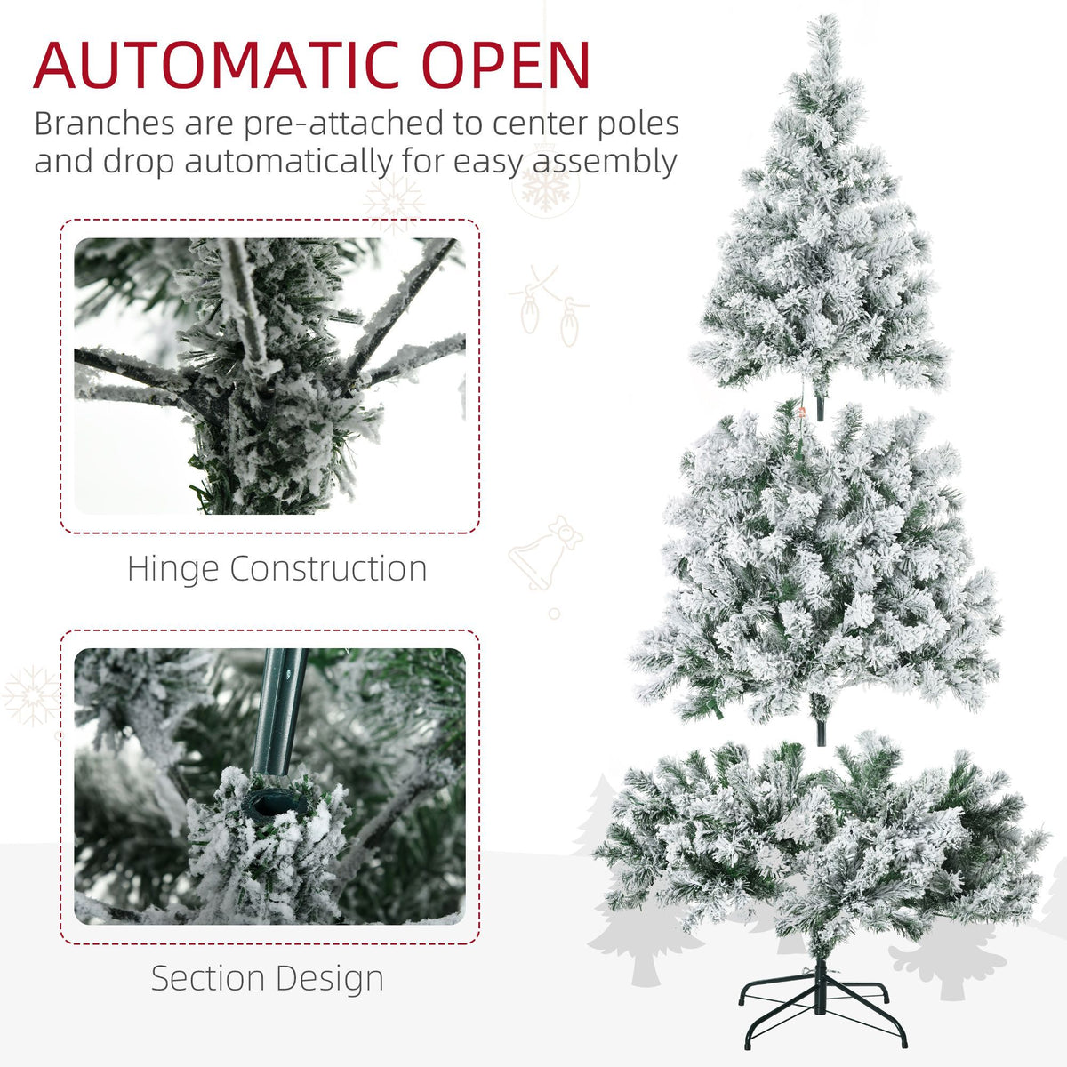 Warm White LED Christmas Tree with Snow Flocked Branches