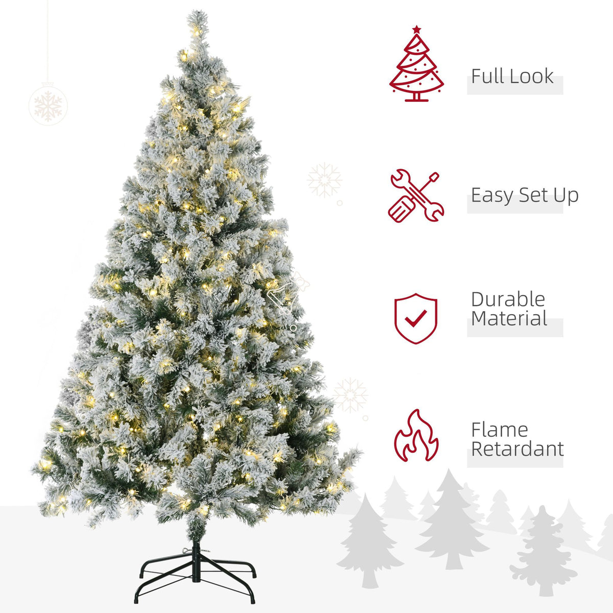 Warm White LED Christmas Tree with Snow Flocked Branches