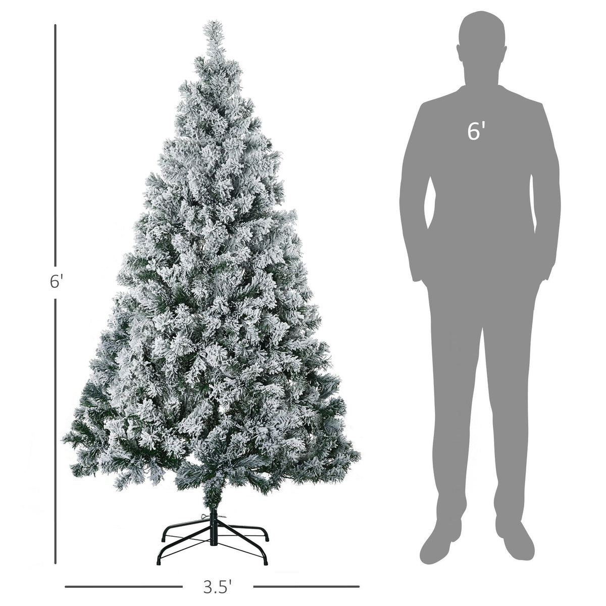 Warm White LED Christmas Tree with Snow Flocked Branches