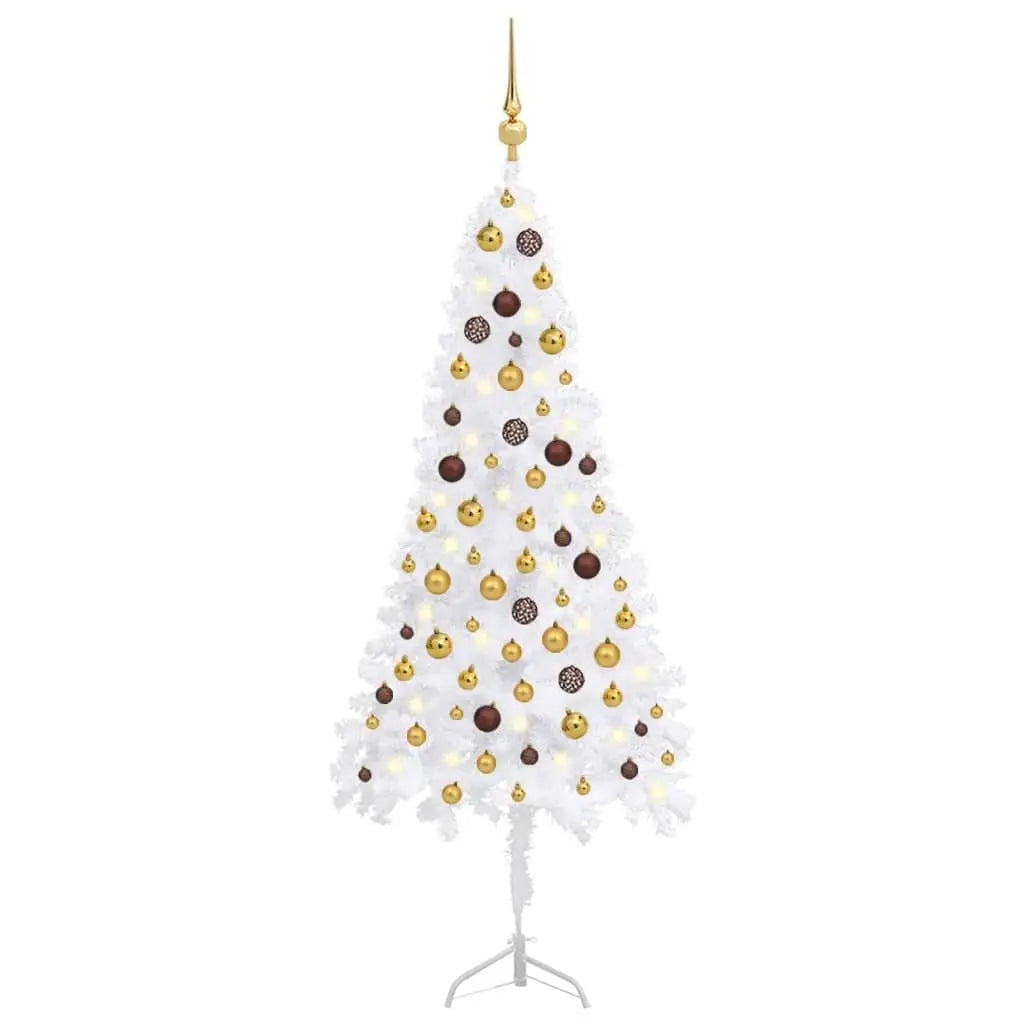 White Corner Artificial Christmas Tree with LED Lights