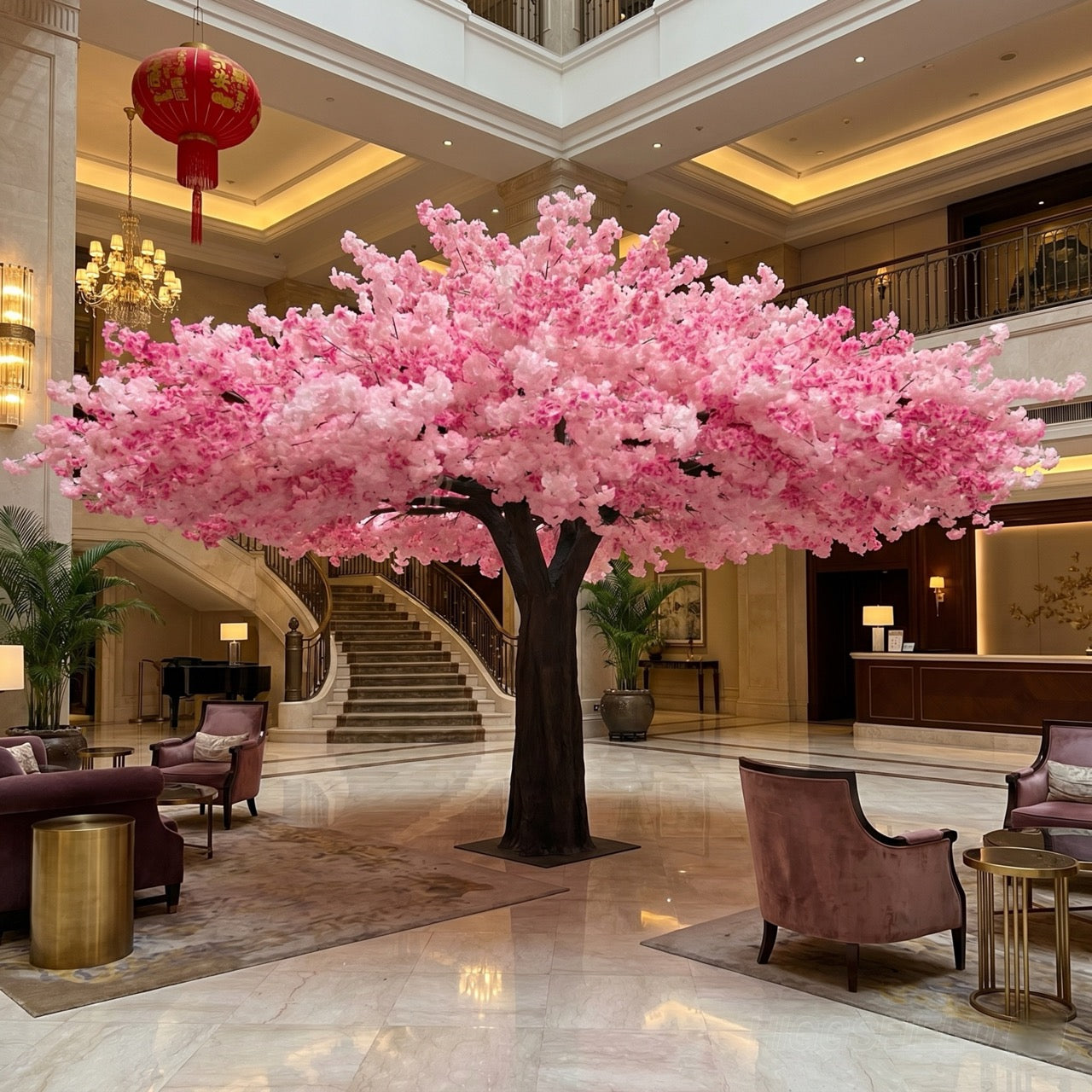 Artificial Cherry Blossom Tree Vibrant Pink Decoration