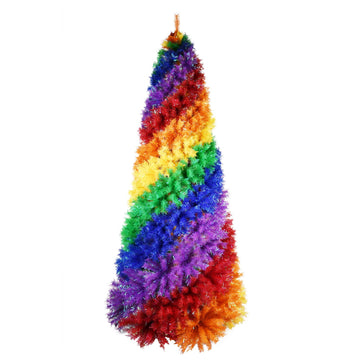 Rainbow Spiral Artificial Christmas Tree with Bold Color Bands