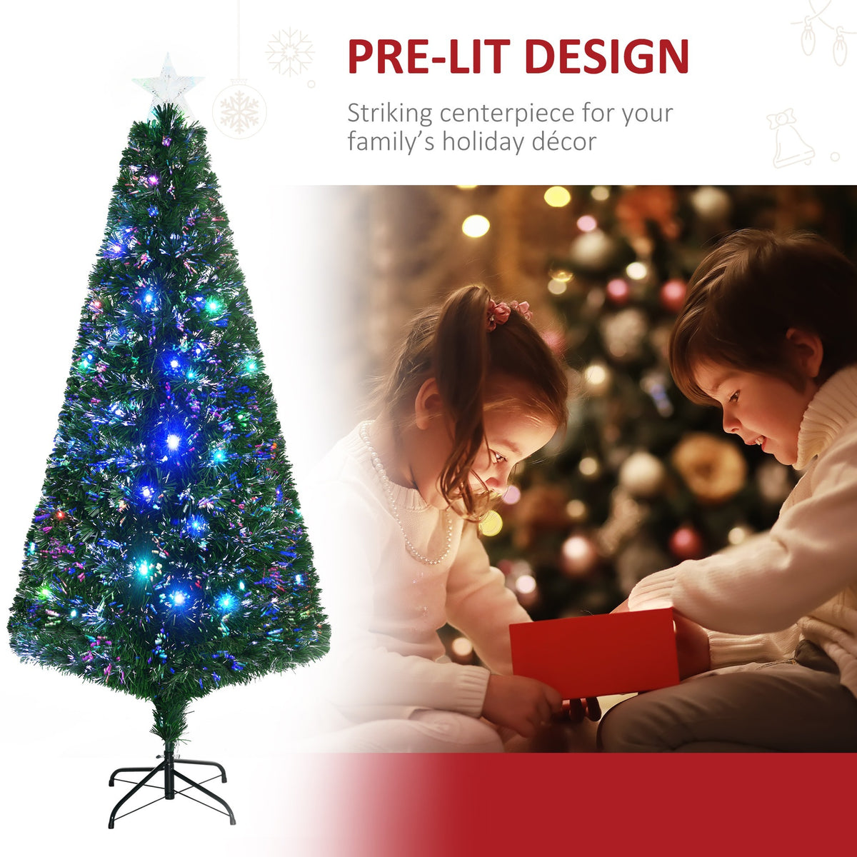 Yorkshire Fir Pre-Lit Artificial Christmas Tree with Multicolor LED Lights