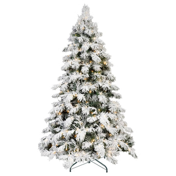 Flocked Cedar Artificial Christmas Tree with Warm White Lights