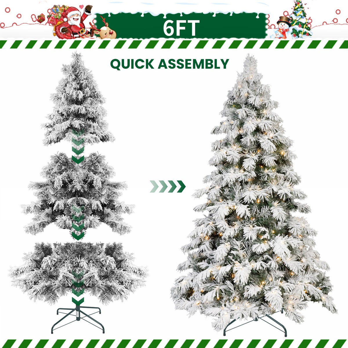 Flocked Cedar Artificial Christmas Tree with Warm White Lights